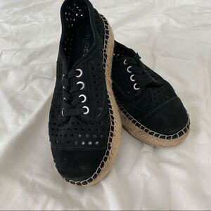 J/Slides Riley Black Perforated Chunky Espadrille